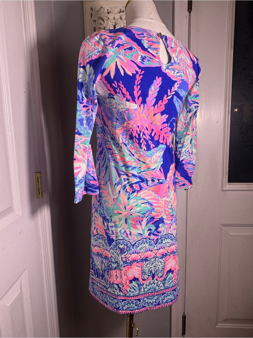 Lilly Pulitzer Bay Dress Multi Sunset Safari Print XS Cotton Dress Vacation - Picture 8 of 17